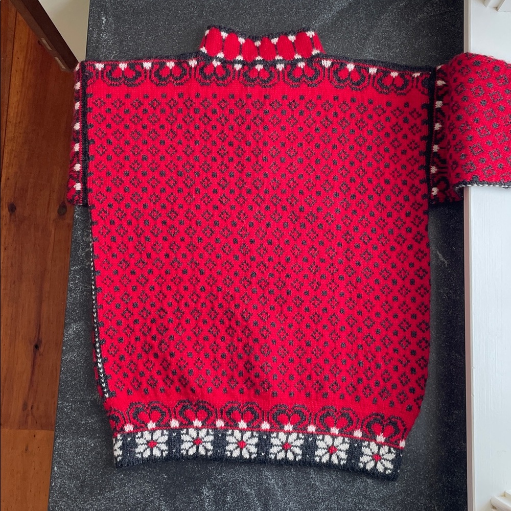 Dale of Norway Red, Black & White Nordic Cowl Sweater - Picture 3 of 15